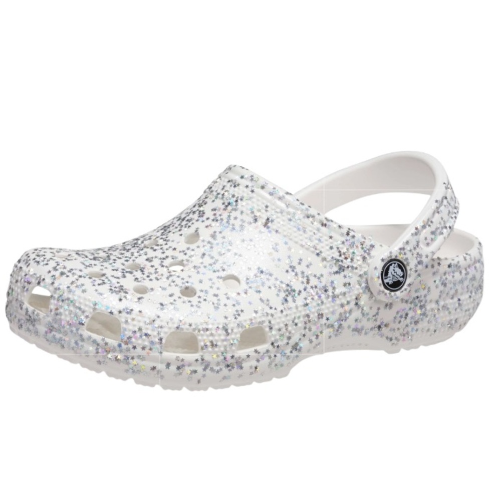 NWT CROCS CLASSIC STARRY GLITTER NIGHT WHITE SLIP ON CLOG SIZE W:13 M:11